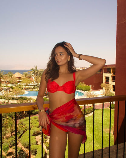 Palma Ruched Set- Cherry Red